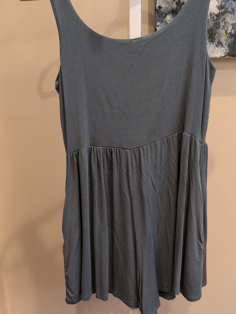 Zenana Outfitters Sleeveless Scoop Tank Top Romper - Blue/Green - Picture 3 of 4